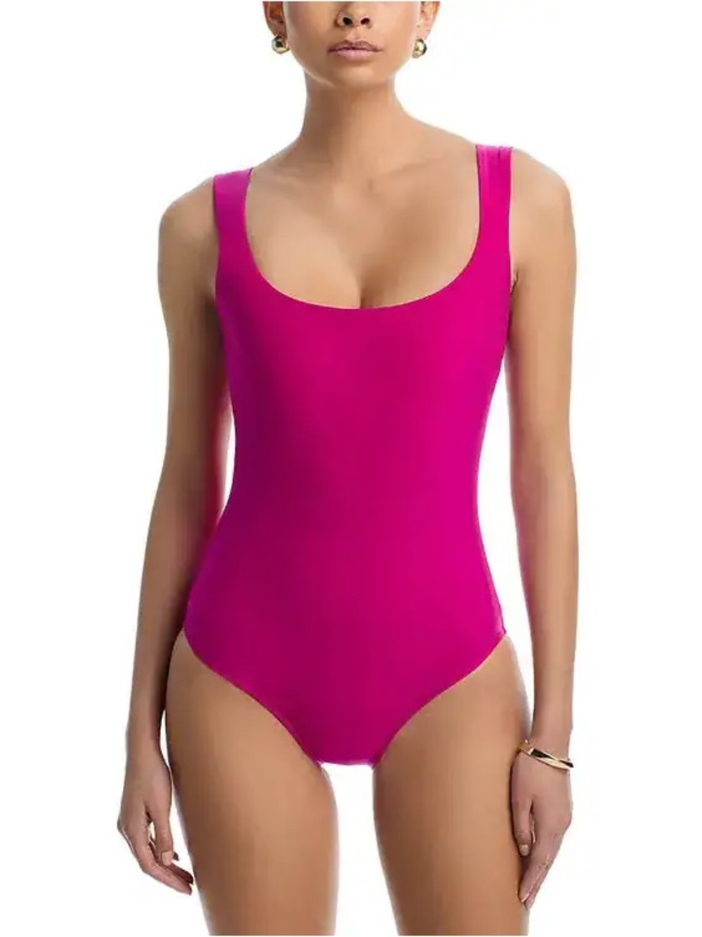 Stylest Square Neck Tank One Piece Swimsuit in Berry